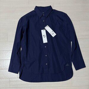 Uniqlo +J Supima Cotton High Low Shirt, Oversized, Size S, Navy, New with tag